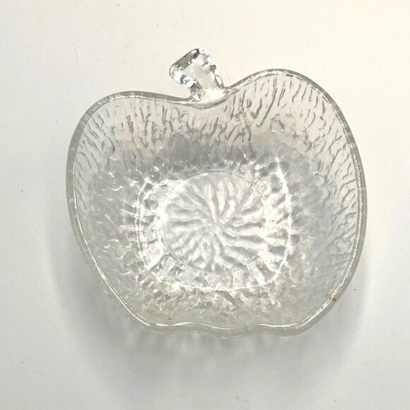 Vintage Apple Shaped Glass Bowl Dish Salad Fruit Dessert Textured Made in Italy - Picture 1 of 3
